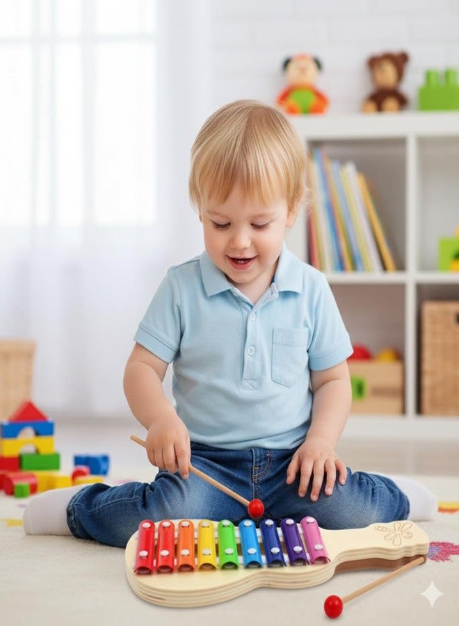 Manos Wooden Rainbow Xylophone Musical Toy, 8 Colourful Keys, Dragonfly Design Pack of 1 mini Size - Image 2